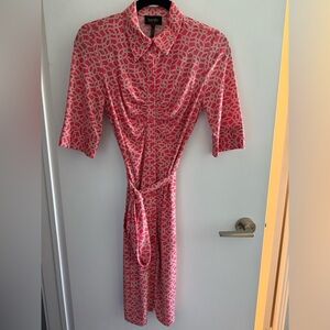 Like new coral Shelli Segal belted shirt dress